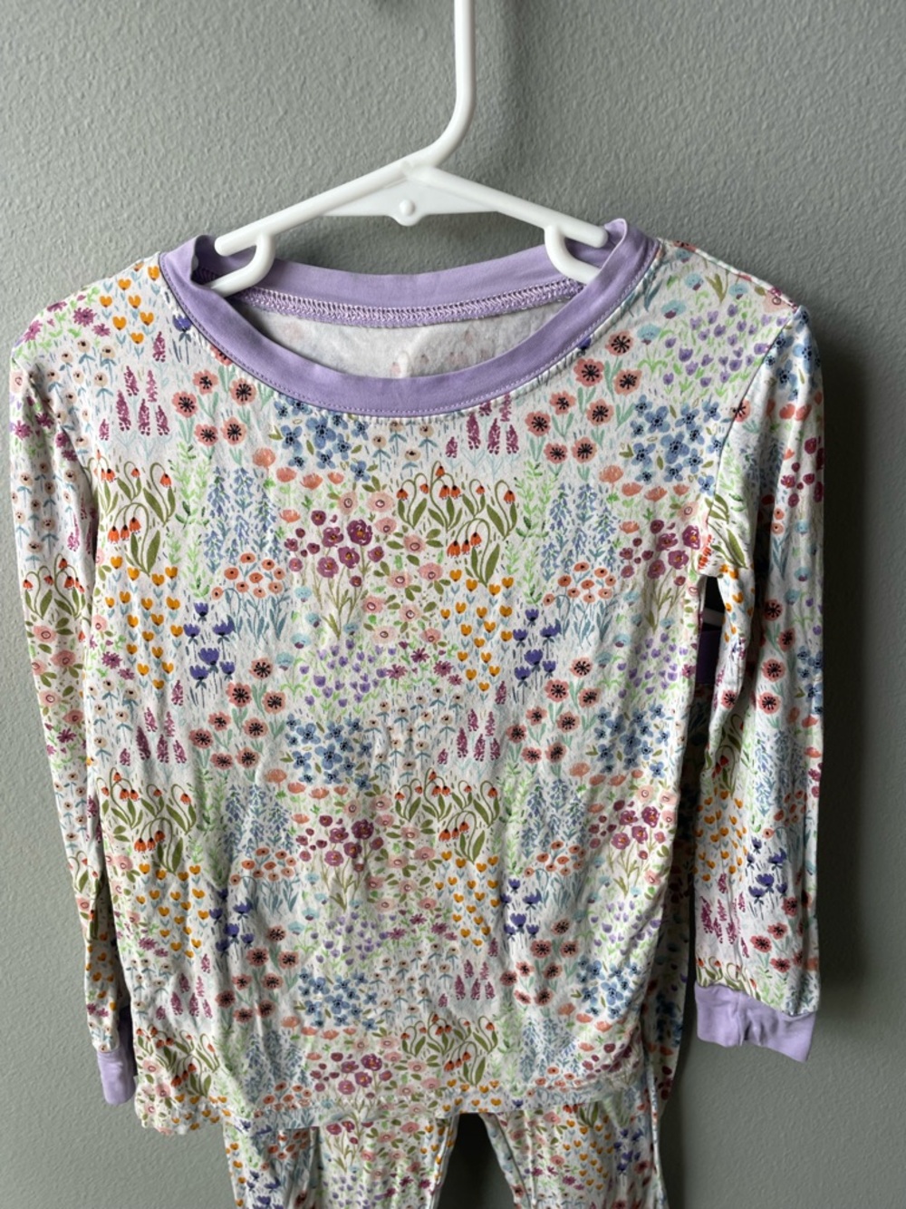 Little Sleepies Flower Fields Bamboo Purple Multi-Color Two Piece Pajama Set - Picture 2 of 6